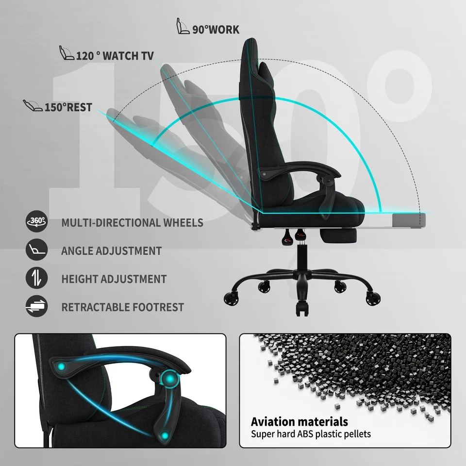 Gaming Chair Footrest-Breathable Computer Chair  Ergonomic Gamer Chair for Adult - Image 4 of 4