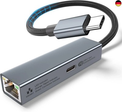 USB C auf Ethernet Adapter 60W PD - USB C LAN Adapter 1Gbps Gigabit(Thunderbolt
