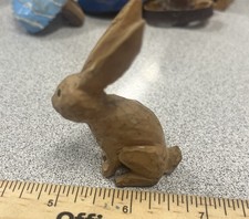 Carved wooden hand stained  neckerchief slide, Bunny Hare #9