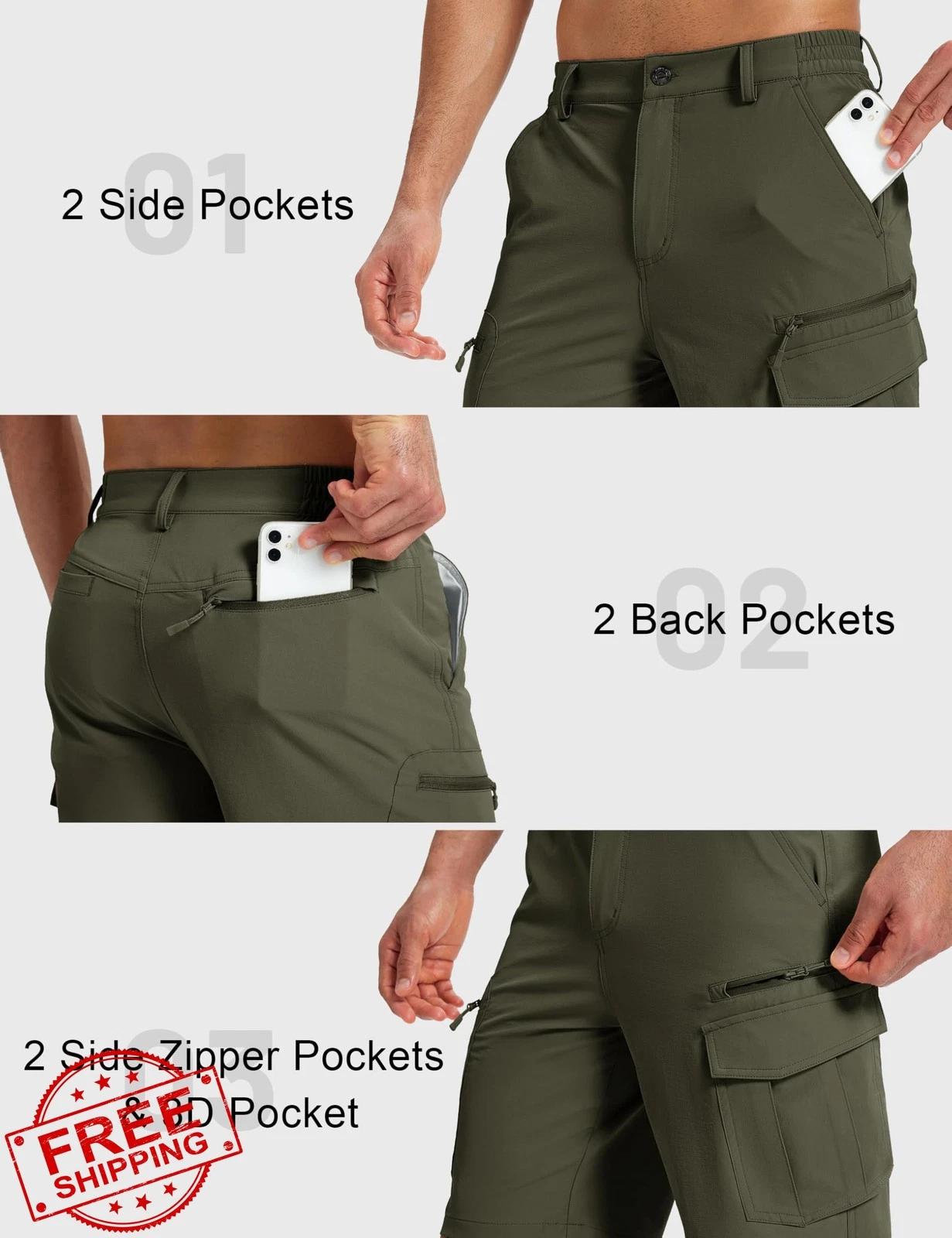 MAGCOMSEN Men's 9" Hiking Cargo Shorts Quick Dry Pockets