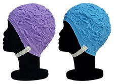 BLUE REEF Latex Lily Flower Ladies Elegant 3D Embossed Vintage Chic Swimming Hat