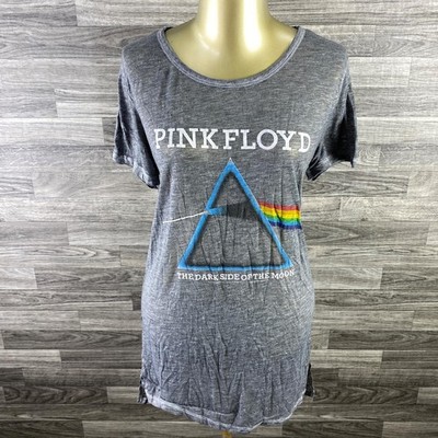 PINK FLOYD Graphic Print Round Neck Grey Short Sleeve T-Shirt Women's Size Large