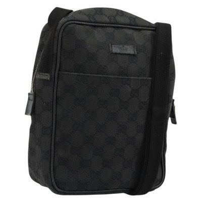 GUCCI GG Canvas Shoulder Bag Black Silver 122759 Auth 177508 | eBay