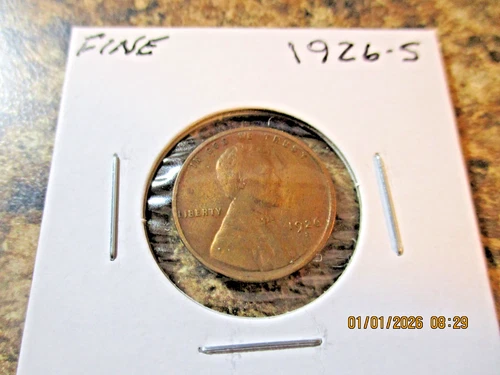 1926-S LINCOLN WHEAT CENT FINE     MM