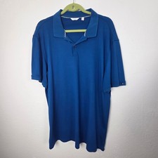 Calvin Klein Polo Shirt Mens XL Blue Liquid Cotton Short Sleeve Solid Casual