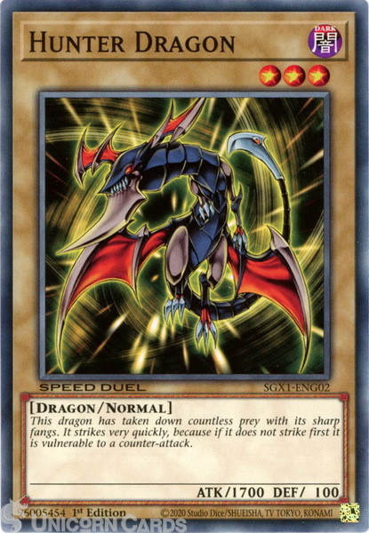 SGX1-ENG02 Hunter Dragon Common 1st Edition Mint YuGiOh Card
