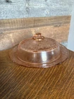 1930s Federal Glass Sharon Cabbage Rose Pink Lidded Butter Dish Depression Glass