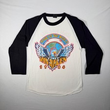 Vintage 1984 Van Halen World Tour Raglan Shirt Made in USA Rock Band Large
