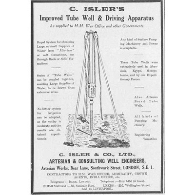 C ISLER & CO Artesian & Consulting Well Engineer Vintage Engineering Advert 1924