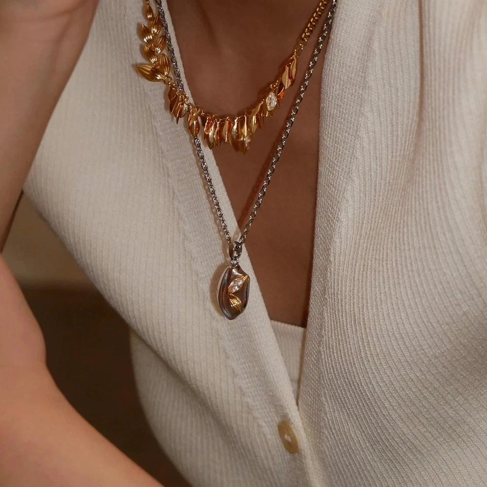 Gargantilla oreja trigo lentejuelas tweed estilo francés de inspiración vintage - diseño de nicho pequeño Foto 3 de 4