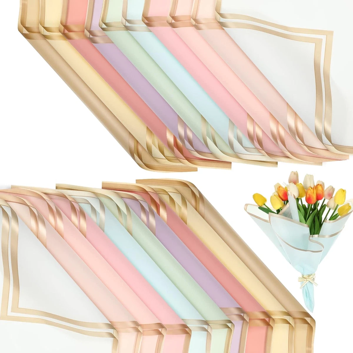 Nastro Da Fiorista Verde, 4 Rotoli, 1,2 Cm X 27 M, Carta Crespa Autoadesiva, Per Bouquet E Fai Da Te