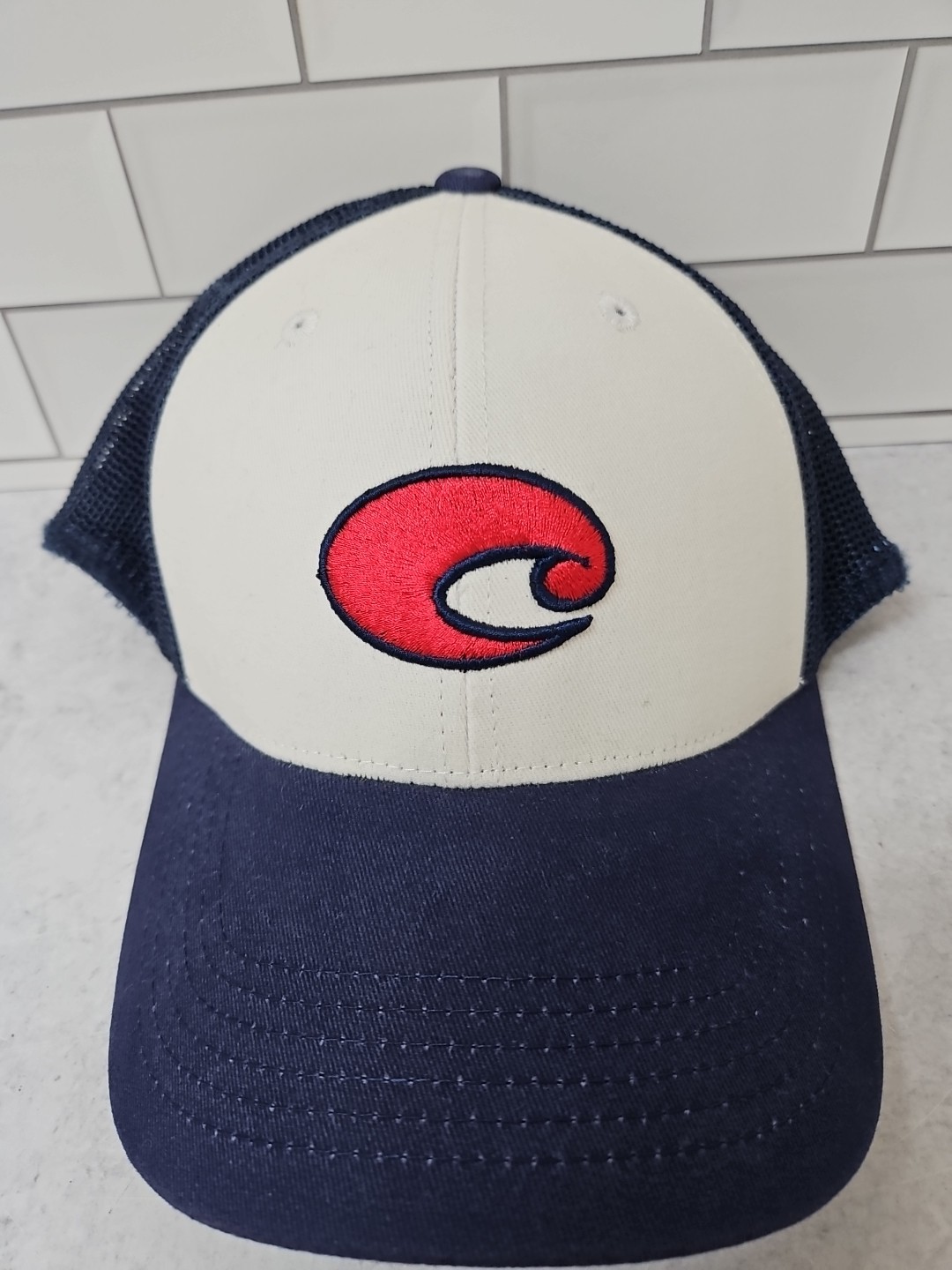 Cap  Red White  Blue Adjustable Ntw Flaw