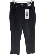 Rewash Jeans Womens Size 28 Black High Rise Straight Ankle Denim Raw Hem