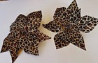 2 Leopard Poinsettias Animal Print Satin Floral 10AvailClips Christmas Ornaments