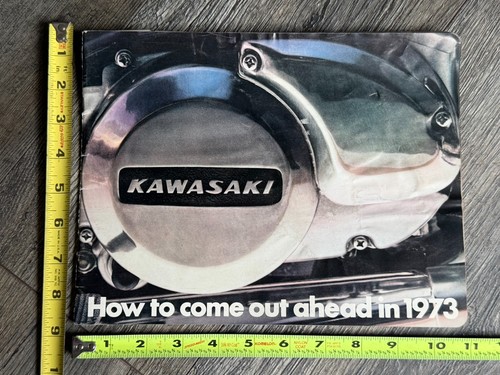 KAWASAKI 1973 Motorcycle Catalog Vintage Sales Brochure w/ Motocross Bike Models