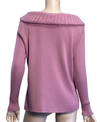🌻 ANTONELLA RAZZOLI ITALY SIZE XL DUSTY PINK MERINO WOOL BLEND KNIT JUMPER - Picture 7 of 11