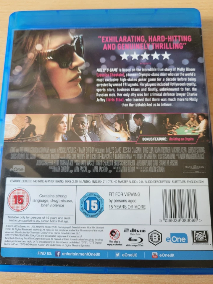 Molly's Game Blu-Ray (2018) - Image 2 of 2