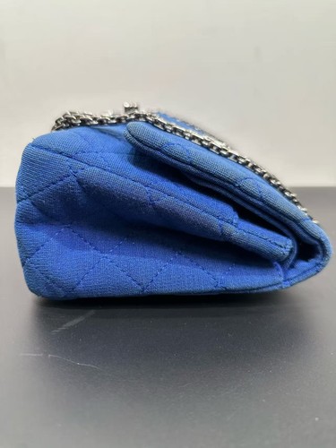Auth Chanel Reissue 2.55 Large Bright Blue Quilted Fabric Chain Shoulder Bag