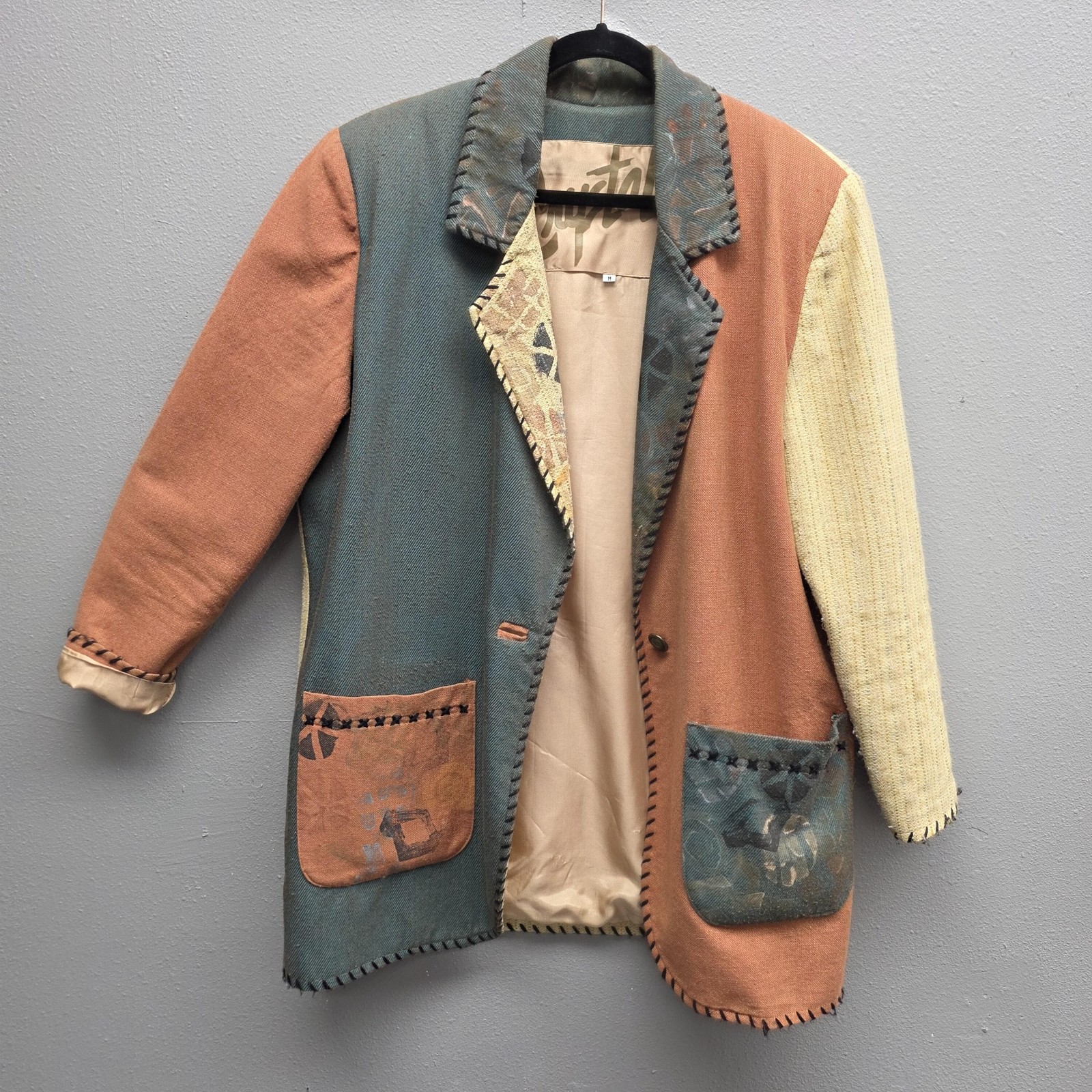 Crystal Jacket Womens Medium Multicolor Boho Patc… - image 2