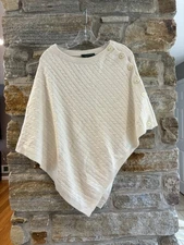 Lauren Ralph Lauren Ivory Cable Knit Asymmetrical Sweater Poncho OS Angora Blend