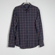 Mizzen Main Leeward Trim No Tuck Shirt Mens Sz XL Blue Plaid Long Sleeve