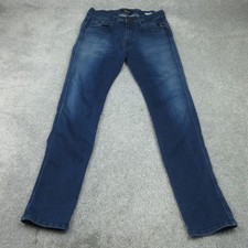 Replay Jeans Mens W32 L32 Navy Denim Anbass M914 Straight Stretch Zip Fly 5749