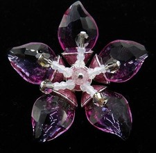 Signed Swarovski Flower Brooch Purple Opal Ombre