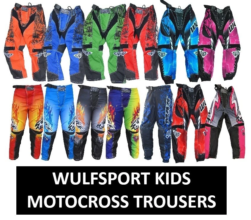 Wulfsport KINDER Rennhose Motorrad Motocross MX Freizeit Alter 3-13 GRÖSSE 20-28"