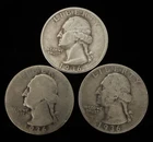 1936 ( P D S ) Washington Quarters Good-Fine 90% Silver 3 Coin Year