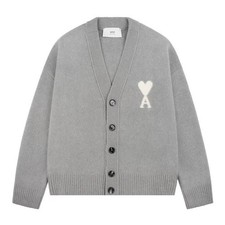 AMI Grey Alpaca Knit Cardigan 145938739
