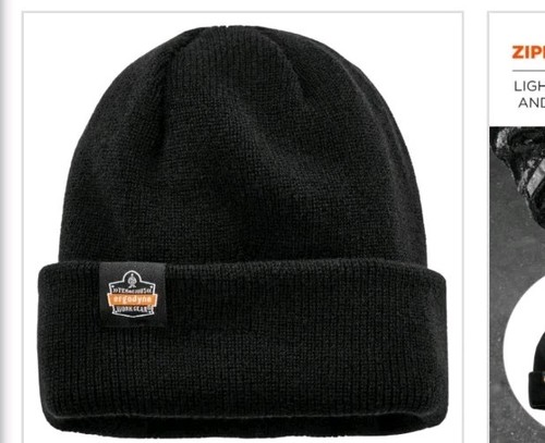 N-Ferno 6811Z Zippered Rib Knit Beanie Hat - black new Work Gear