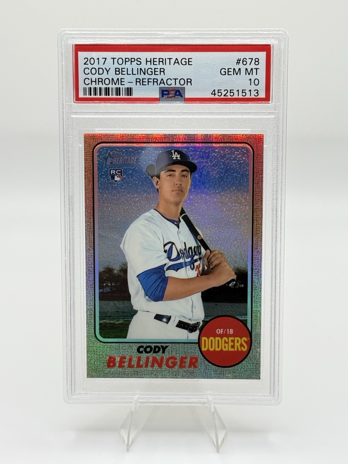 2017 Topps Heritage Rookie Chrome Refractor /568 Cody Bellinger #678 PSA 10