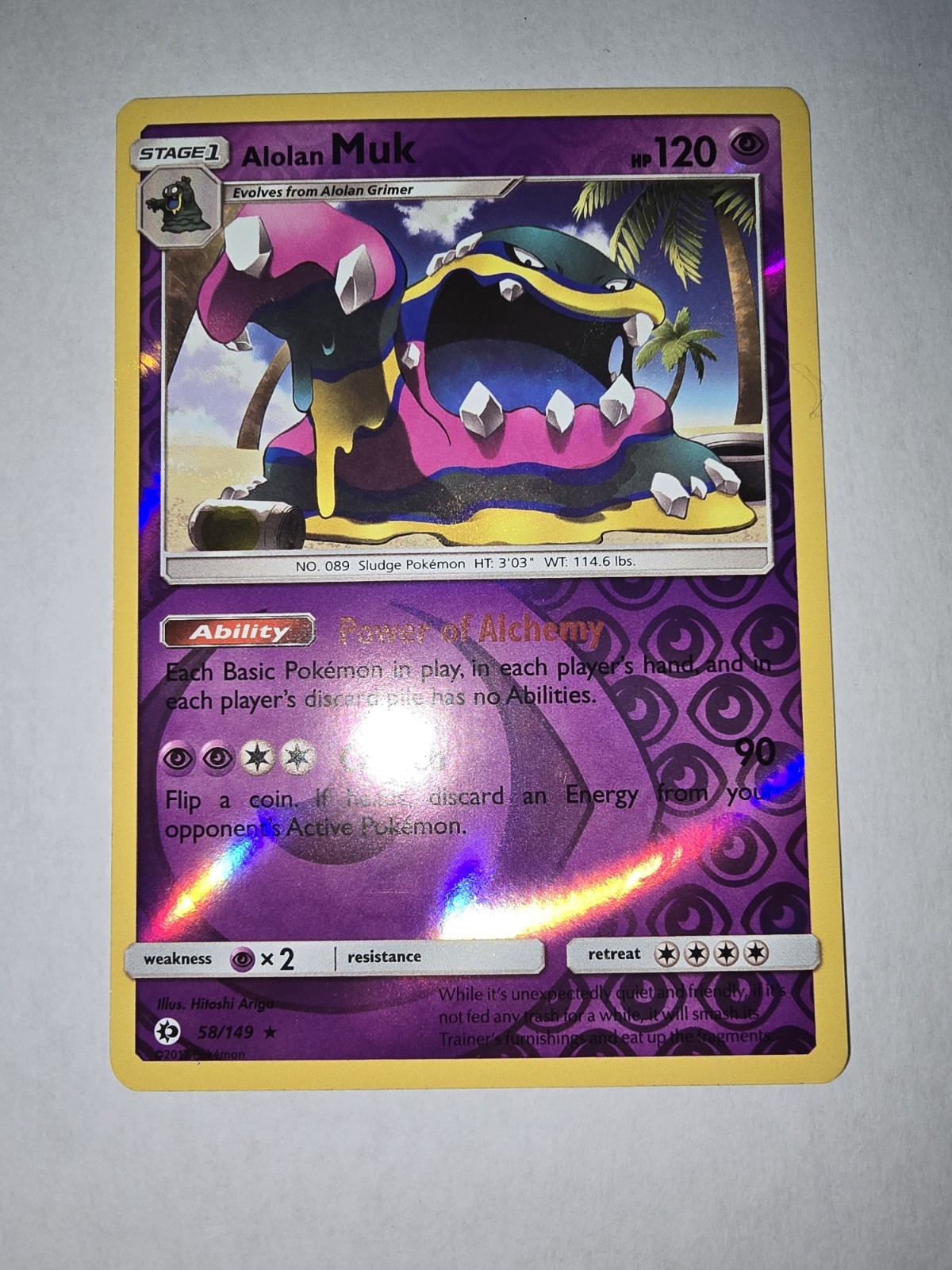 Pokémon TCG Alolan Muk Sun & Moon Base Set 58/149 Reverse Holo Rare