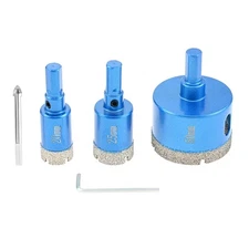 3PCS 3/4" 1" 2" Diamond Hole Saw Drill Bit Set For Tile Marble Granite Glass