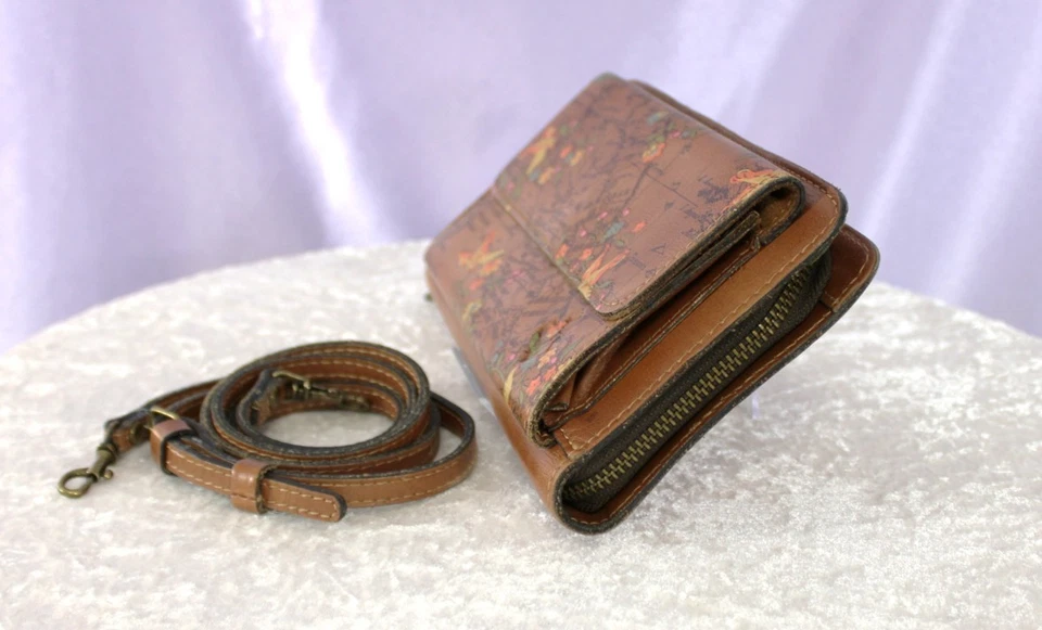 Patricia Nash Map Print Leather Wallet Crossbody | Convertible Wallet Purse - Image 2 of 4