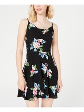 B DARLIN Womens Fit + Flare Mini Dress Black Spaghetti Strap Juniors 12