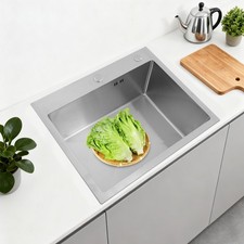 18 Gauge Stainless Single Bowl Topmount Drop In Kitchen Sink 22x18in Silver
