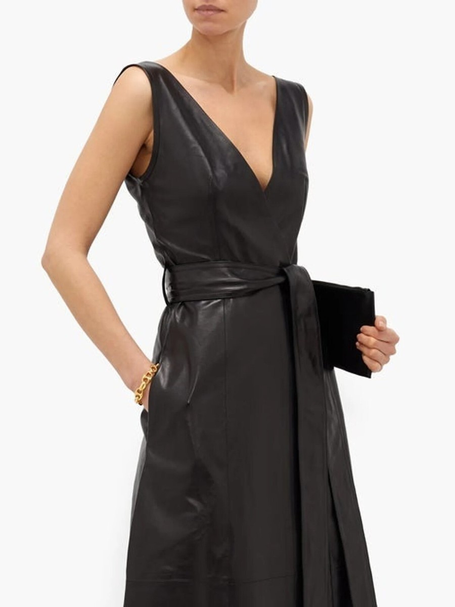 real leather dress women Nasty Gal Women's Real Leather Buckle Detail Western Mini Dress in Black