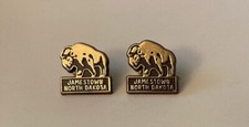 2 Piece Set Jamestown North Dakota Buffalo Lapel Pins Gold Colored Pinback
