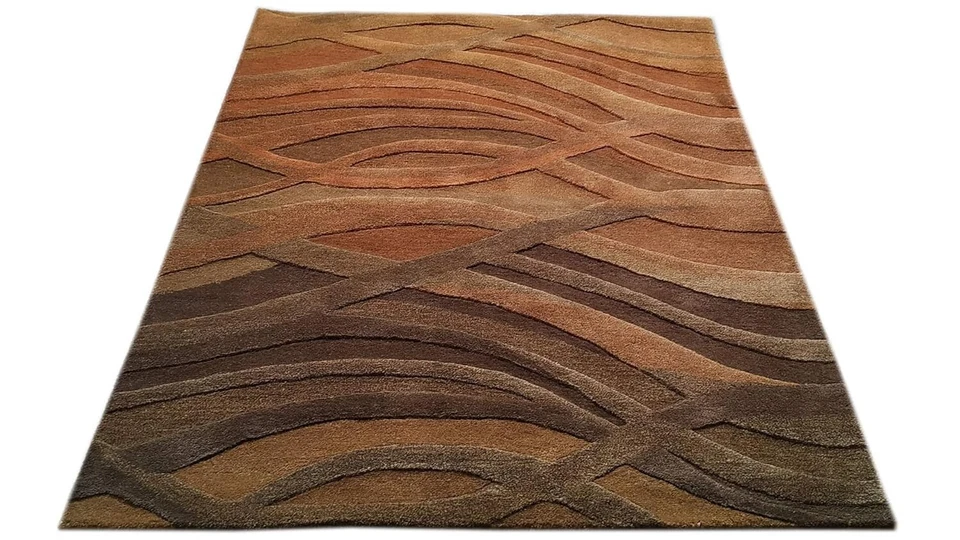 Modern Coastal Fish Celestial Blue Hand-Tufted 100% Wool Soft Area Rug Carpet - Image 3 of 4