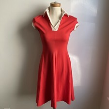 Vintage 70s Ruffinwear Clovis Ruffin Red Short Sleeve A-Line Dress 9 / 10 Small