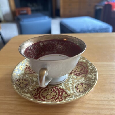 Royal Crown Derby Saucer 1930S For Wilhelm And Graef. Cup From Germany US Zone