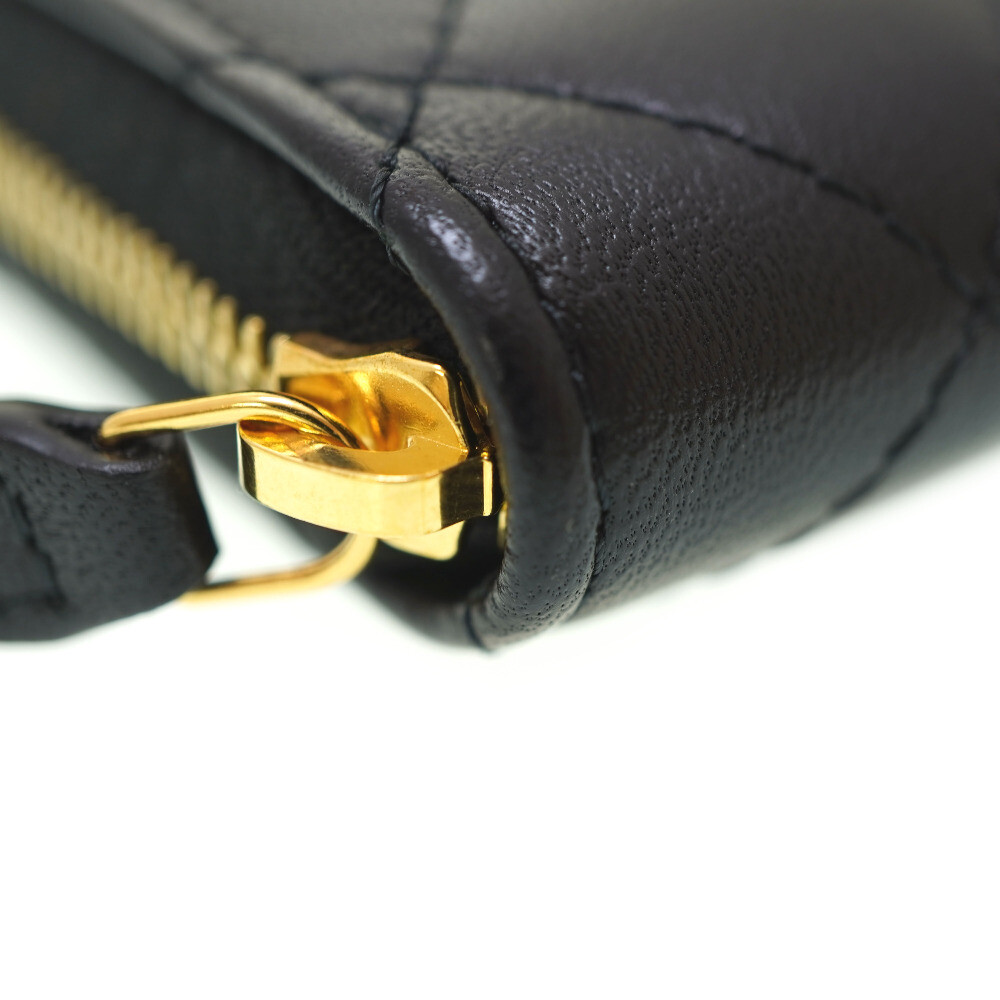 AUTHENTIC CHANEL Zip Around Zip Coin Purse Black Lambskin