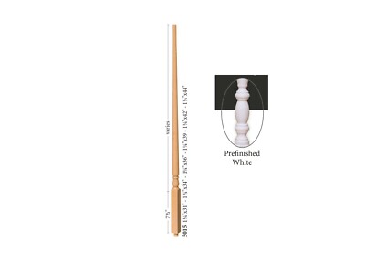5015 Baluster Red Oak/Poplar Pre-finished White rail spindles 1.25''x1.25'' 36-42''