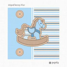 Striped Horsey Blue Needlepoint Kit or Canvas
