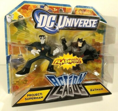 DC Universe Flashpoint Superman & Batman Action League 2'' Superheroes -Worn Box