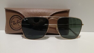 VINTAGE B&L RAY BAN CARAVAN USA GOLD 52[]16 Small Size + Case