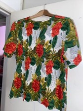 VTG Notions Women Size 14 Newspaper Print Floral Blouse Shirt USA made AOP