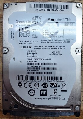 Seagate Momentus Thin 500GB ST500LT012 5400 RPM 2.5'' Internal Hard Disk Drive