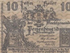 10 HELLER 1920 City of PERSENBEUG Lower AUSTRIA #PG781.U